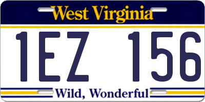 WV license plate 1EZ156