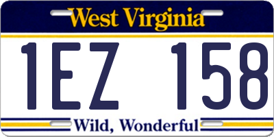 WV license plate 1EZ158