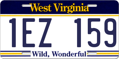 WV license plate 1EZ159