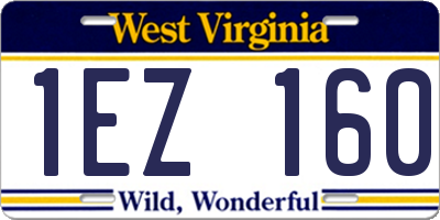 WV license plate 1EZ160