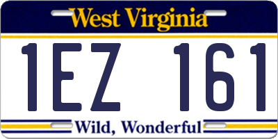 WV license plate 1EZ161
