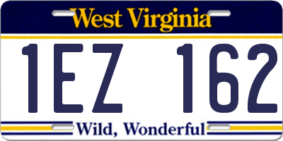 WV license plate 1EZ162