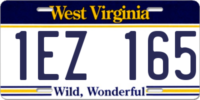 WV license plate 1EZ165