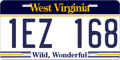 WV license plate 1EZ168