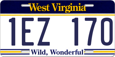 WV license plate 1EZ170