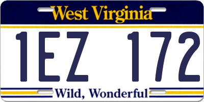 WV license plate 1EZ172
