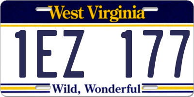 WV license plate 1EZ177
