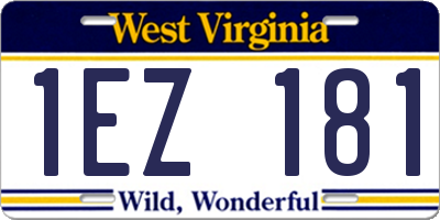WV license plate 1EZ181
