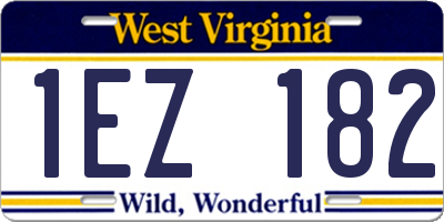 WV license plate 1EZ182
