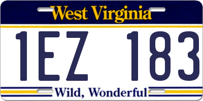 WV license plate 1EZ183