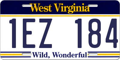WV license plate 1EZ184