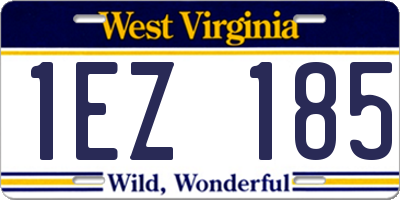 WV license plate 1EZ185