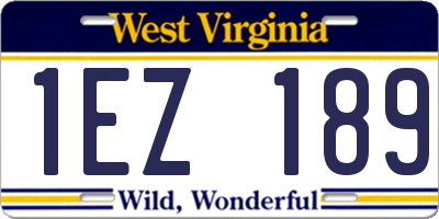 WV license plate 1EZ189