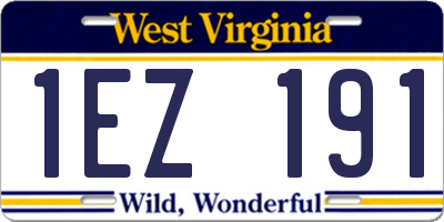WV license plate 1EZ191