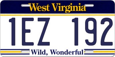 WV license plate 1EZ192