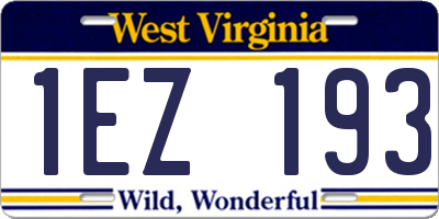 WV license plate 1EZ193