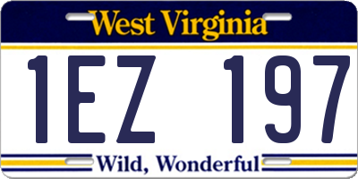 WV license plate 1EZ197
