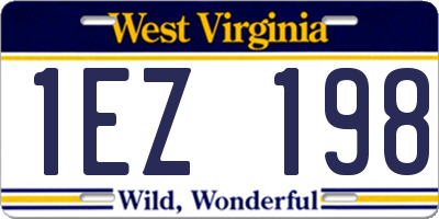 WV license plate 1EZ198