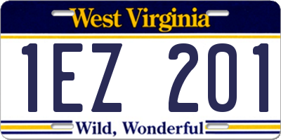 WV license plate 1EZ201