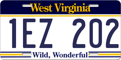 WV license plate 1EZ202