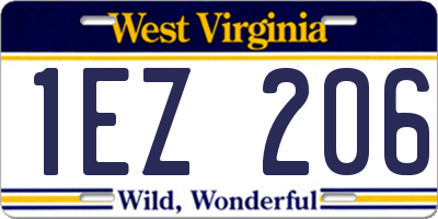 WV license plate 1EZ206
