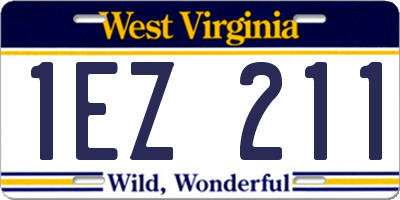WV license plate 1EZ211