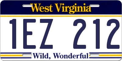 WV license plate 1EZ212