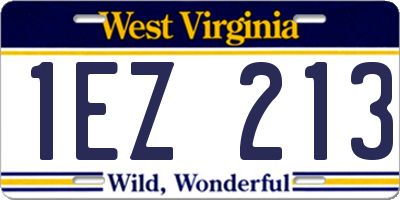 WV license plate 1EZ213