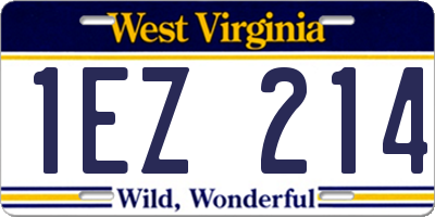 WV license plate 1EZ214