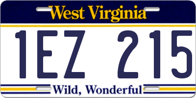 WV license plate 1EZ215