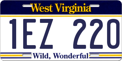 WV license plate 1EZ220