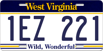 WV license plate 1EZ221