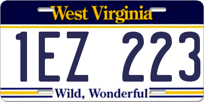 WV license plate 1EZ223