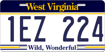 WV license plate 1EZ224