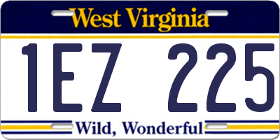 WV license plate 1EZ225