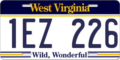 WV license plate 1EZ226