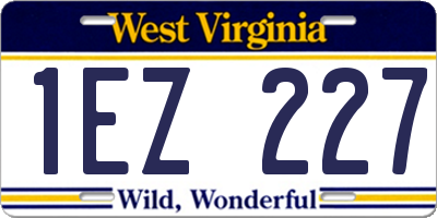 WV license plate 1EZ227