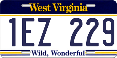 WV license plate 1EZ229