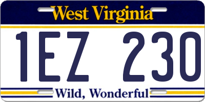 WV license plate 1EZ230