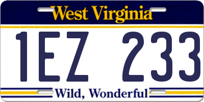WV license plate 1EZ233