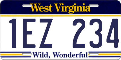 WV license plate 1EZ234