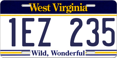 WV license plate 1EZ235