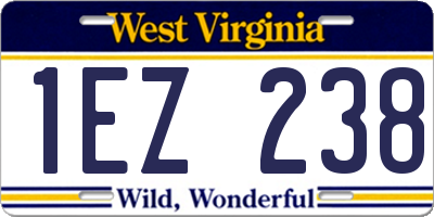 WV license plate 1EZ238