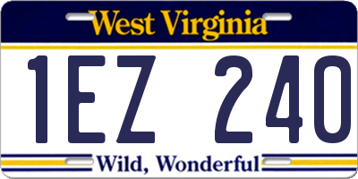 WV license plate 1EZ240
