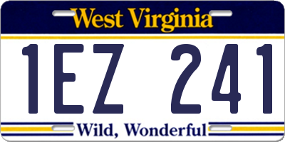 WV license plate 1EZ241