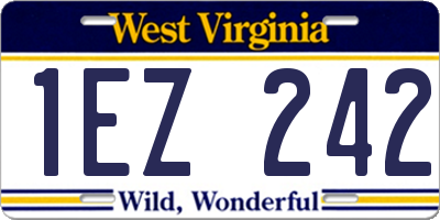 WV license plate 1EZ242