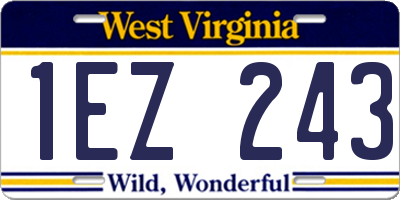 WV license plate 1EZ243
