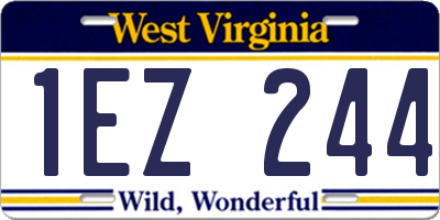 WV license plate 1EZ244