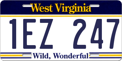 WV license plate 1EZ247