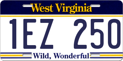 WV license plate 1EZ250
